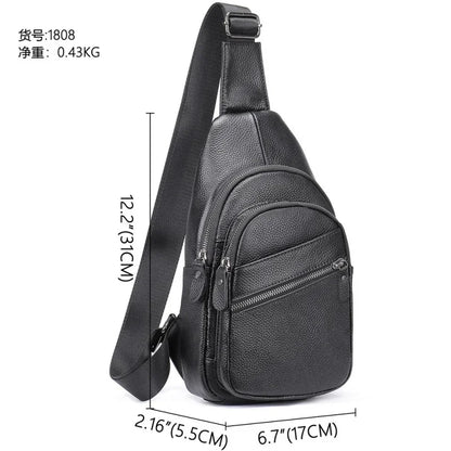 Business Cowhide Men's Chest Genuine Leather Male Shoulder Outdoor Crossbody Sports Messenger Casual Sling Bag