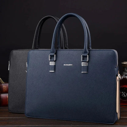 Business Double Pockets Men's Briefcase Fashion Handbag 14“ Laptop Large Capacity Male Shoulder Messenger Bag For Document
