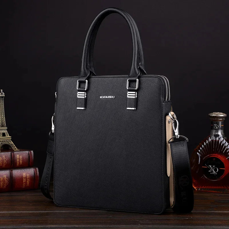 Business Double Pockets Men's Briefcase Fashion Handbag 14“ Laptop Large Capacity Male Shoulder Messenger Bag For Document