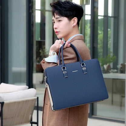 Business Double Pockets Men's Briefcase Fashion Handbag 14“ Laptop Large Capacity Male Shoulder Messenger Bag For Document