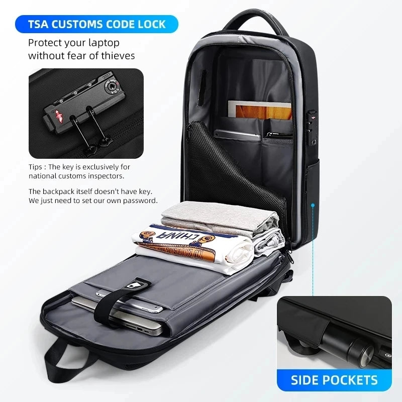 Business Expandable Backpack For Men Laptop TSA Keyless Anti-theft Waterproof School Backpacks Hard Shell USB Travel Bag New
