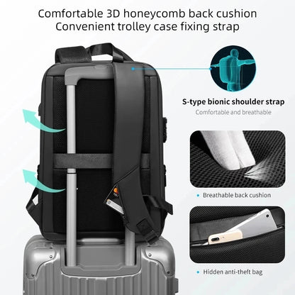 Business Expandable Backpack For Men Laptop TSA Keyless Anti-theft Waterproof School Backpacks Hard Shell USB Travel Bag New