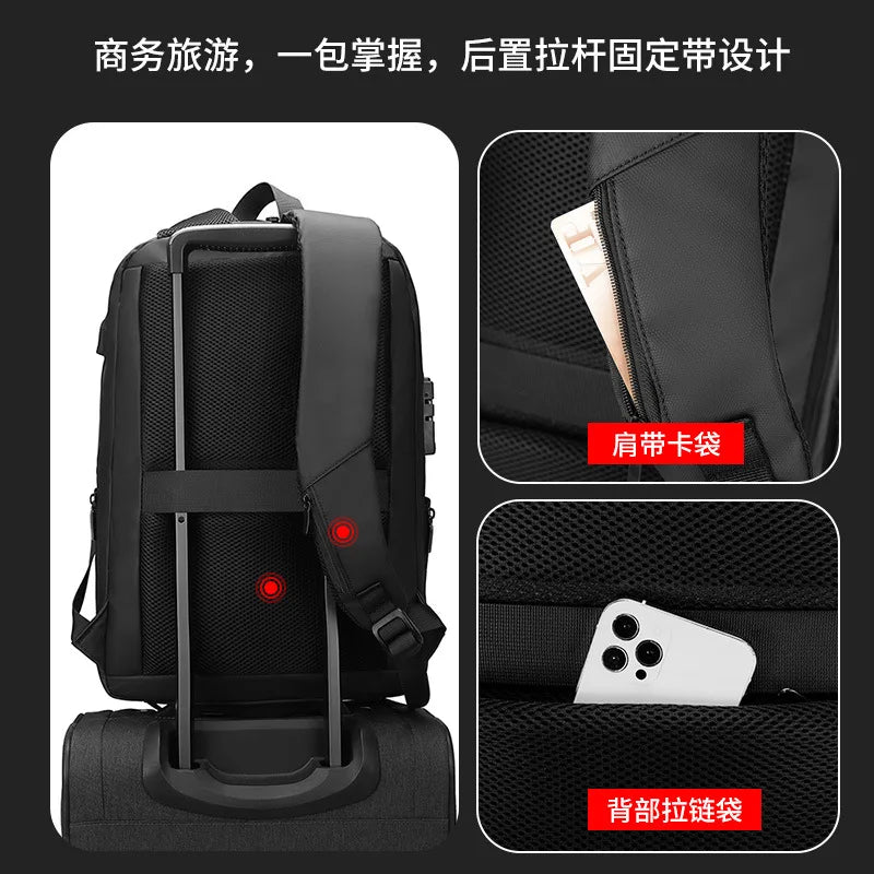 Business Expandable Backpack For Men Laptop TSA Keyless Anti-theft Waterproof School Backpacks Hard Shell USB Travel Bag New
