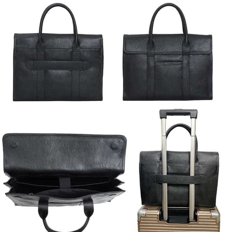 Business Genuine Leather Men Briefcases High Quality Cowhide Handbag Large Capacity Shoulder Messenger 15.6 "Inch Laptop Bag