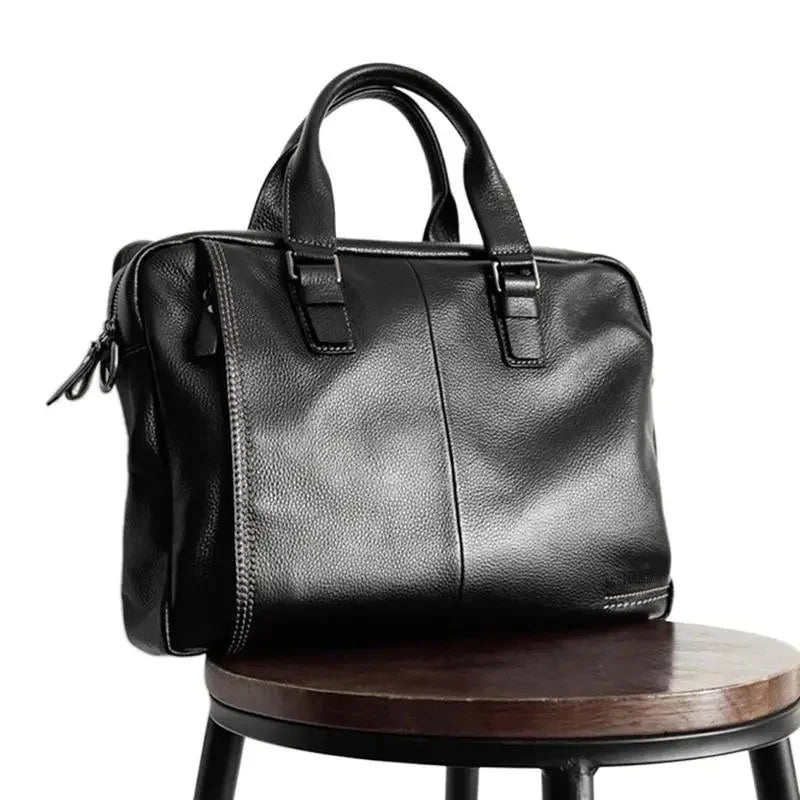 Business Genuine Leather Men's Briefcase Large Capacity Handbag Office Male Shoulder Messenger 15.6 "Inch Laptop Bag