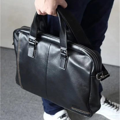 Business Genuine Leather Men's Briefcase Large Capacity Handbag Office Male Shoulder Messenger 15.6 "Inch Laptop Bag
