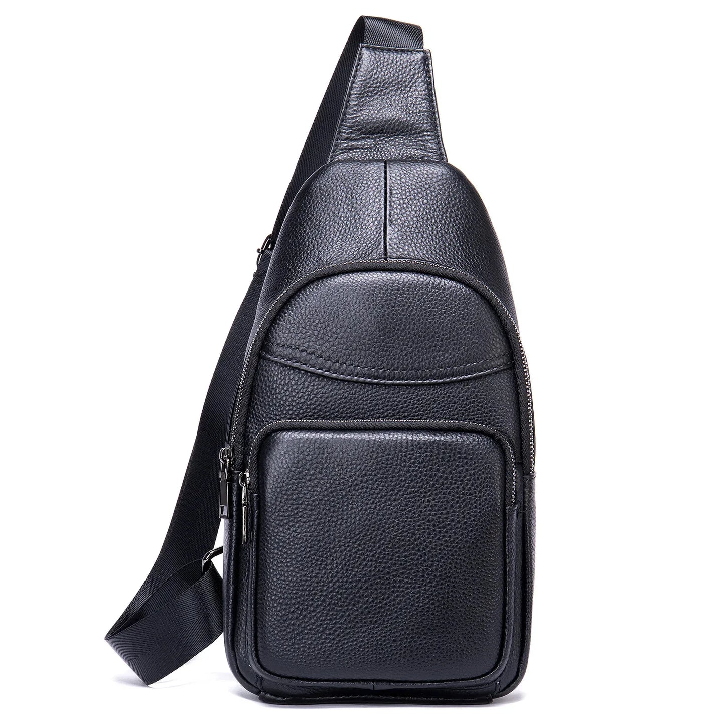 Business Genuine Leather Men's Chest Cowhide Crossbody Large Capacity Male Shoulder Messenger Sports Sling Bag