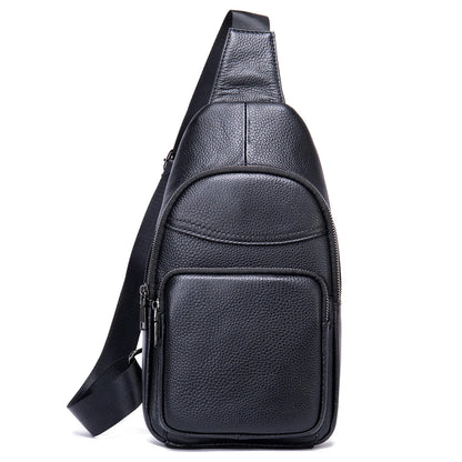 Business Genuine Leather Men's Chest Cowhide Crossbody Large Capacity Male Shoulder Messenger Sports Sling Bag