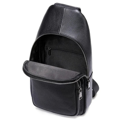 Business Genuine Leather Men's Chest Cowhide Crossbody Large Capacity Male Shoulder Messenger Sports Sling Bag