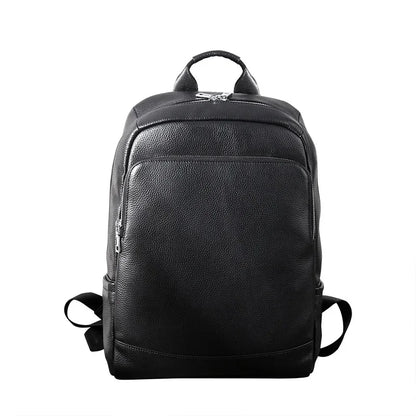 Business Genuine Leather Men's Cowhide Man Travel Backpack Large Capacity School 15.6 " Inch Laptop Bag