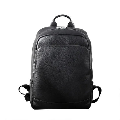 Business Genuine Leather Men's Cowhide Man Travel Backpack Large Capacity School 15.6 " Inch Laptop Bag