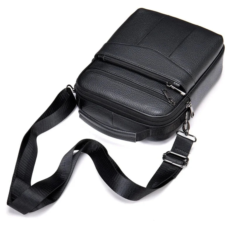 Business Genuine Leather Men's Crossbody Vintage Cowhide Shoulder Multifunction Messenger Bag Casual Man Handbag