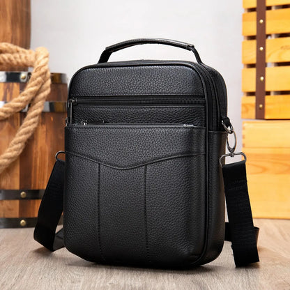 Business Genuine Leather Men's Crossbody Vintage Cowhide Shoulder Multifunction Messenger Bag Casual Man Handbag