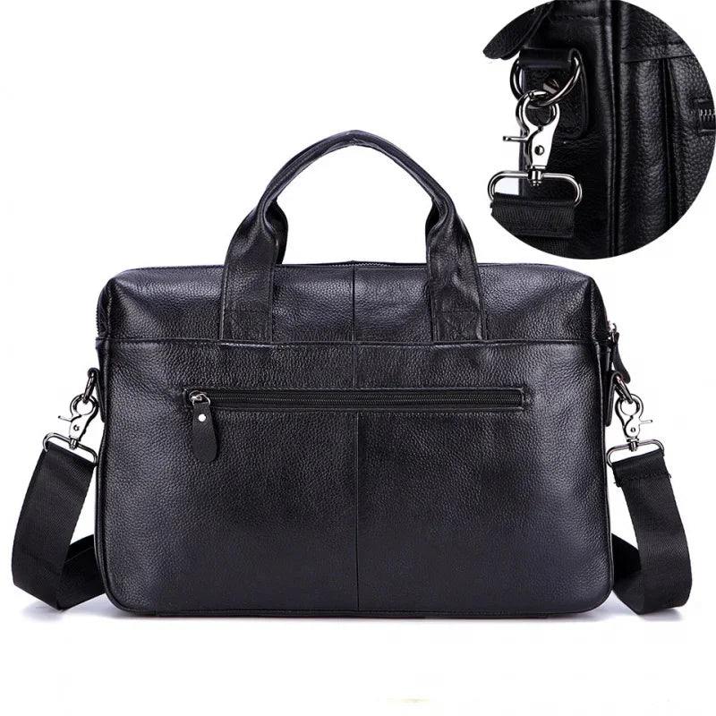 Business Genuine Men Briefcase Large Capacity Laptop Messenger Retro Shoulder Bags Cow Leather Male Handbags