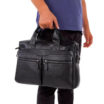 Business Genuine Men Briefcase Large Capacity Laptop Messenger Retro Shoulder Bags Cow Leather Male Handbags