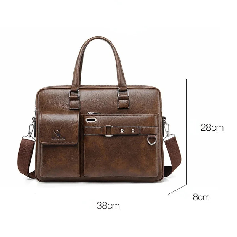 Business Large Capacity Retro Tote Men's Laptop Waterproof and Wear-resistant Briefcase Shoulder Crossbody Bag