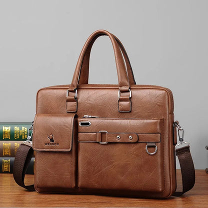 Business Large Capacity Retro Tote Men's Laptop Waterproof and Wear-resistant Briefcase Shoulder Crossbody Bag