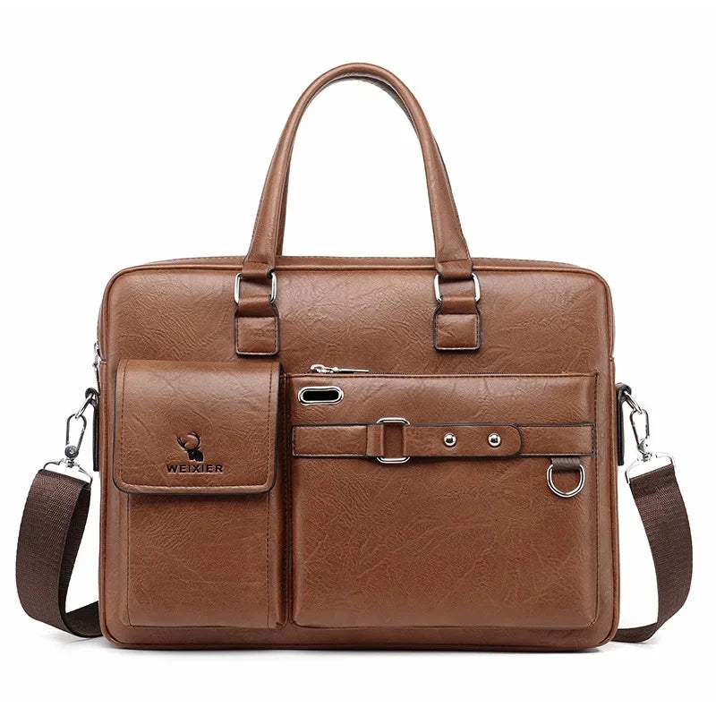 Business Large Capacity Retro Tote Men's Laptop Waterproof and Wear-resistant Briefcase Shoulder Crossbody Bag