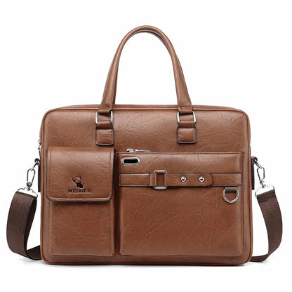 Business Large Capacity Retro Tote Men's Laptop Waterproof and Wear-resistant Briefcase Shoulder Crossbody Bag