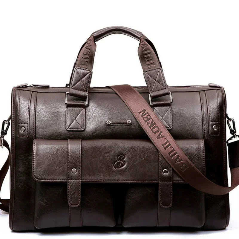 Business Leather Men Hand Luxury Travel Tote Large Capacity Briefcase Male Laptop Office Shoulder Messenger Bag