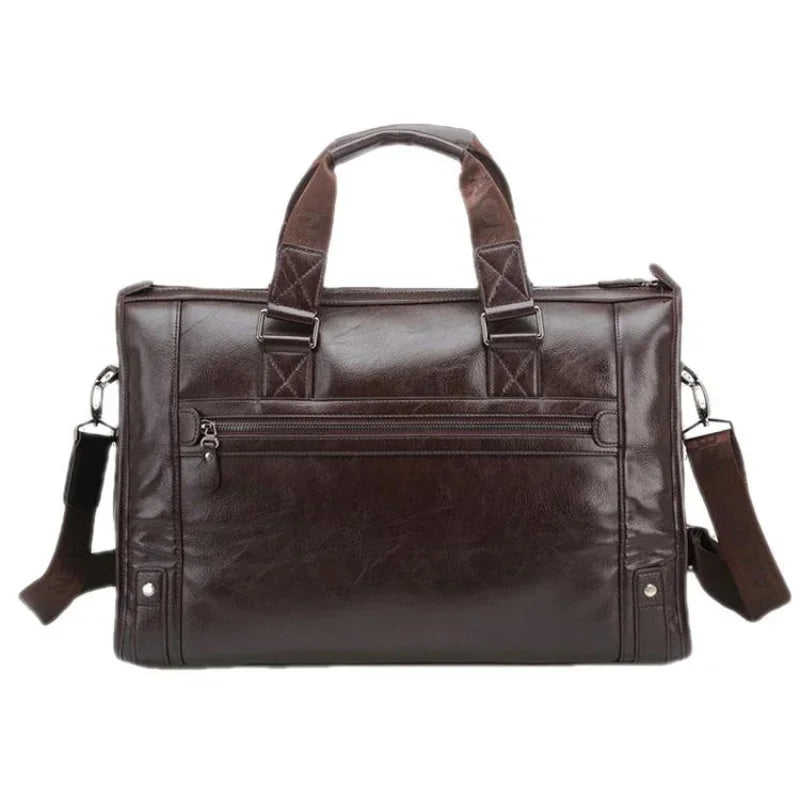 Business Leather Men Hand Luxury Travel Tote Large Capacity Briefcase Male Laptop Office Shoulder Messenger Bag
