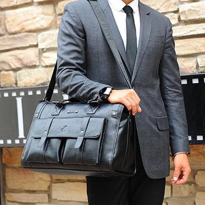 Business Leather Men Hand Luxury Travel Tote Large Capacity Briefcase Male Laptop Office Shoulder Messenger Bag