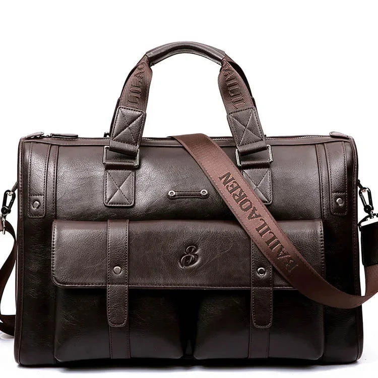 Business Leather Men Hand Luxury Travel Tote Large Capacity Briefcase Male Laptop Office Shoulder Messenger Bag