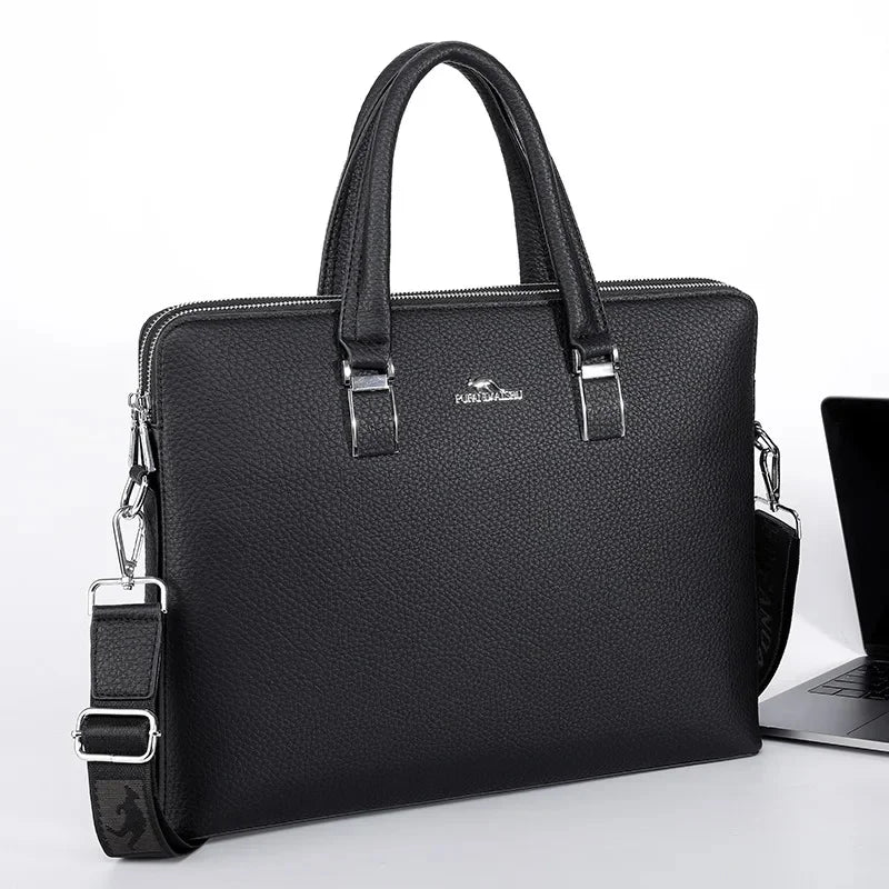 Business Leather Men's Briefcase Executive Handbag Large Capacity Male Shoulder Messenger Office Laptop Bag