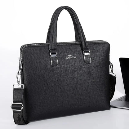 Business Leather Men's Briefcase Executive Handbag Large Capacity Male Shoulder Messenger Office Laptop Bag