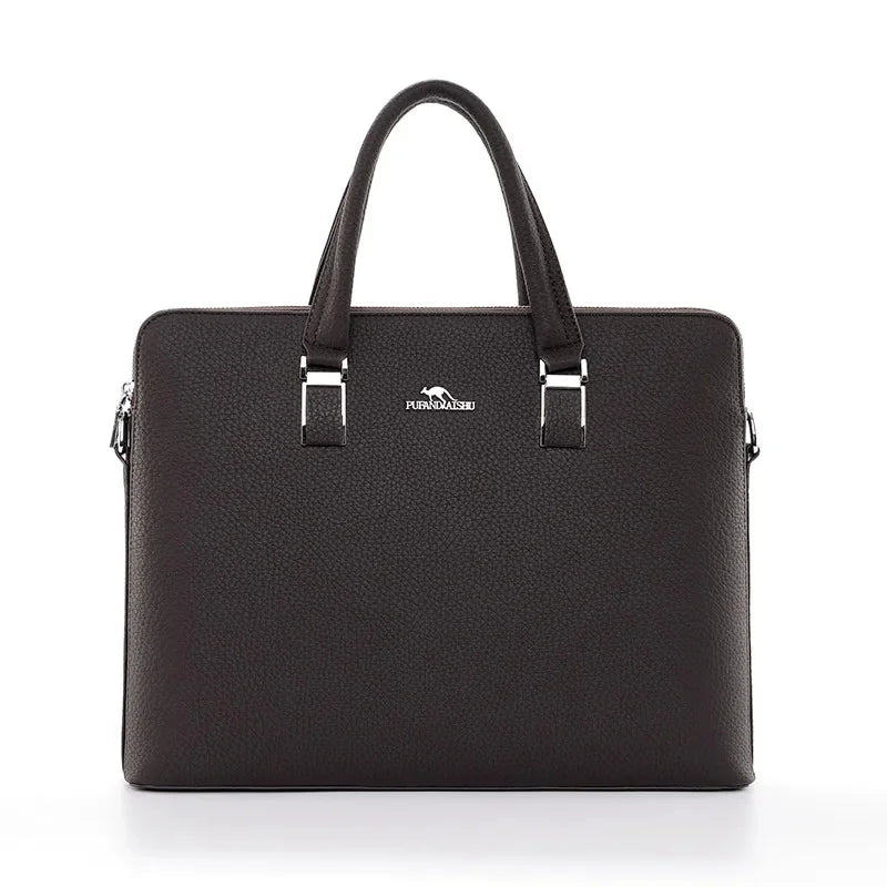 Business Leather Men's Briefcase Executive Handbag Large Capacity Male Shoulder Messenger Office Laptop Bag
