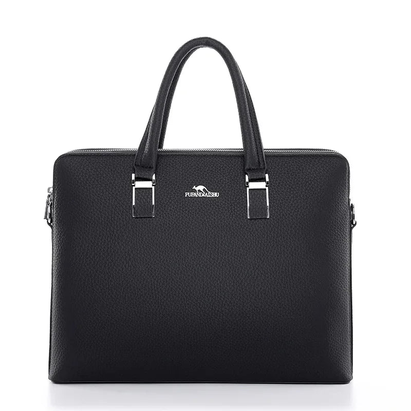 Business Leather Men's Briefcase Executive Handbag Large Capacity Male Shoulder Messenger Office Laptop Bag