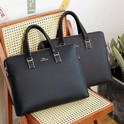 Business Leather Men's Briefcase Executive Handbag Large Capacity Male Shoulder Messenger Office Laptop Bag