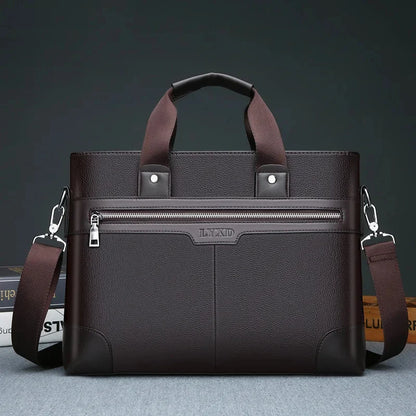 Business Leather Men's Briefcase Fashion Man Handbag Office Male Shoulder Messenger 14" Laptop Bag