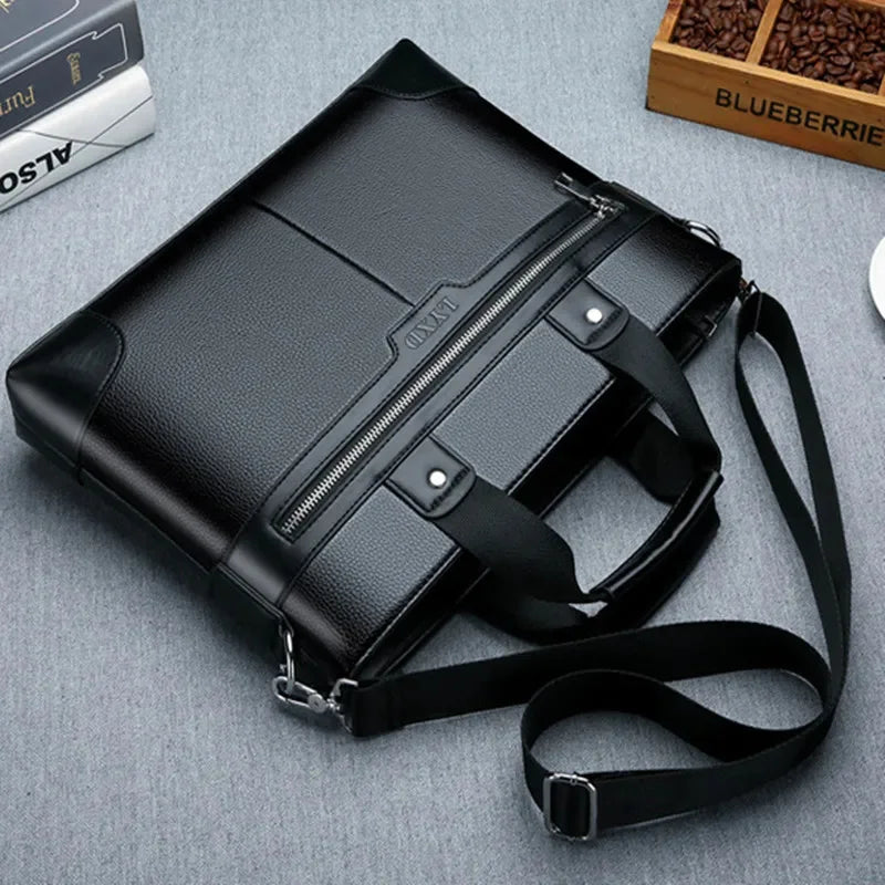 Business Leather Men's Briefcase Fashion Man Handbag Office Male Shoulder Messenger 14" Laptop Bag