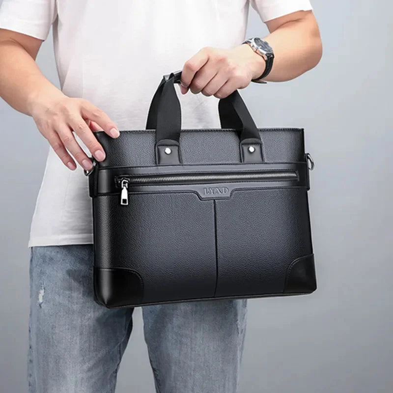 Business Leather Men's Briefcase Fashion Man Handbag Office Male Shoulder Messenger 14" Laptop Bag