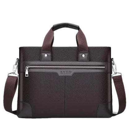 Business Leather Men's Briefcase Fashion Man Handbag Office Male Shoulder Messenger 14" Laptop Bag
