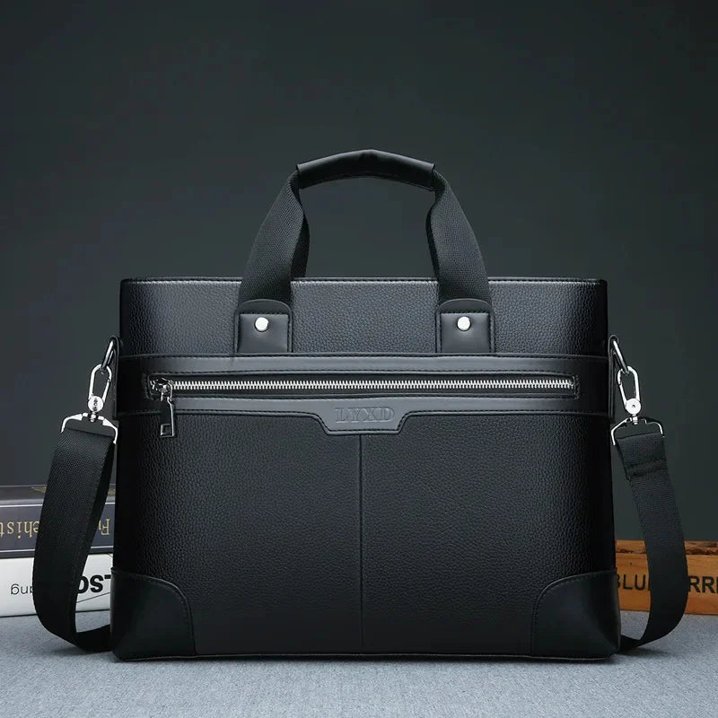 Business Leather Men's Briefcase Fashion Man Handbag Office Male Shoulder Messenger 14" Laptop Bag