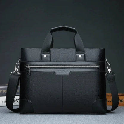 Business Leather Men's Briefcase Fashion Man Handbag Office Male Shoulder Messenger 14" Laptop Bag