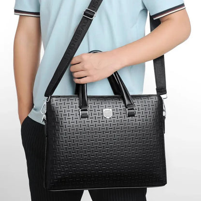 Business Leather Men's Briefcase Large Capacity Handbag High Quality Male Shoulder Messenger Office Laptop Bag