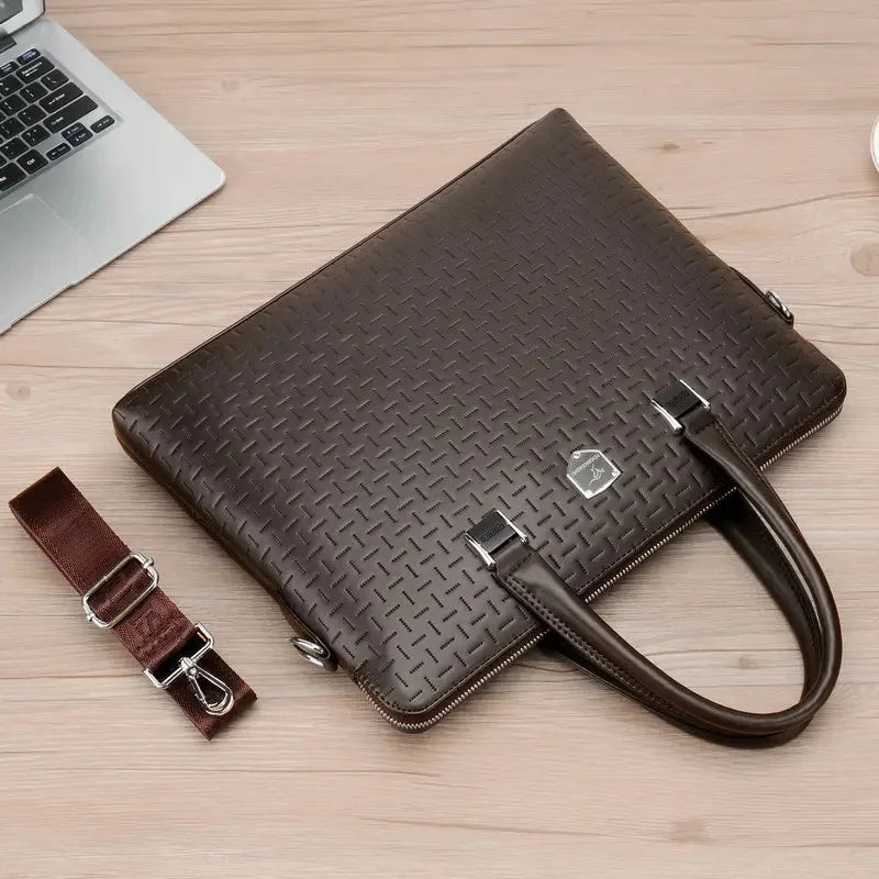 Business Leather Men's Briefcase Large Capacity Handbag High Quality Male Shoulder Messenger Office Laptop Bag