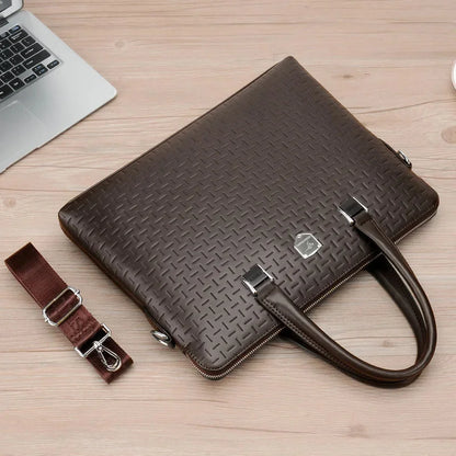 Business Leather Men's Briefcase Large Capacity Handbag High Quality Male Shoulder Messenger Office Laptop Bag