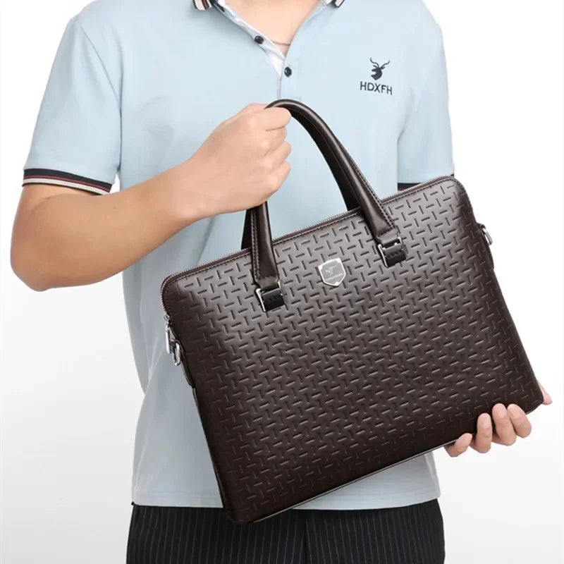Business Leather Men's Briefcase Large Capacity Handbag High Quality Male Shoulder Messenger Office Laptop Bag