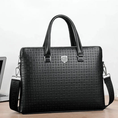 Business Leather Men's Briefcase Large Capacity Handbag High Quality Male Shoulder Messenger Office Laptop Bag