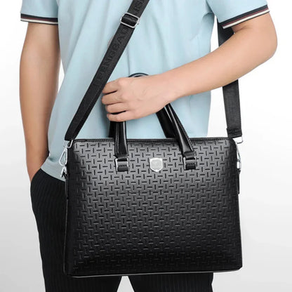 Business Leather Men's Briefcase Large Capacity Handbag High Quality Male Shoulder Messenger Office Laptop Bag