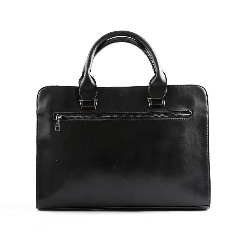 Business Leather Men's Handbag Retro Large Capacity Briefcase Male Shoulder Daily Totes 15 Inch Laptop Bag