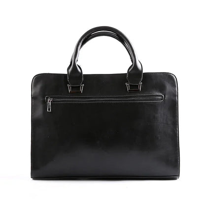 Business Leather Men's Handbag Retro Large Capacity Briefcase Male Shoulder Daily Totes 15 Inch Laptop Bag