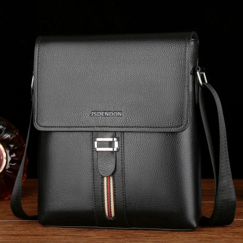 Business Leather Men's Shoulder Fashion Office Messenger Casual Crossbody Bag Large Capacity Man Handbag