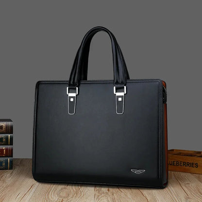 Business Leather Password Lock Men Briefcase Large Capacity Handbag Office Male Shoulder Messenger 14" Laptop Bag