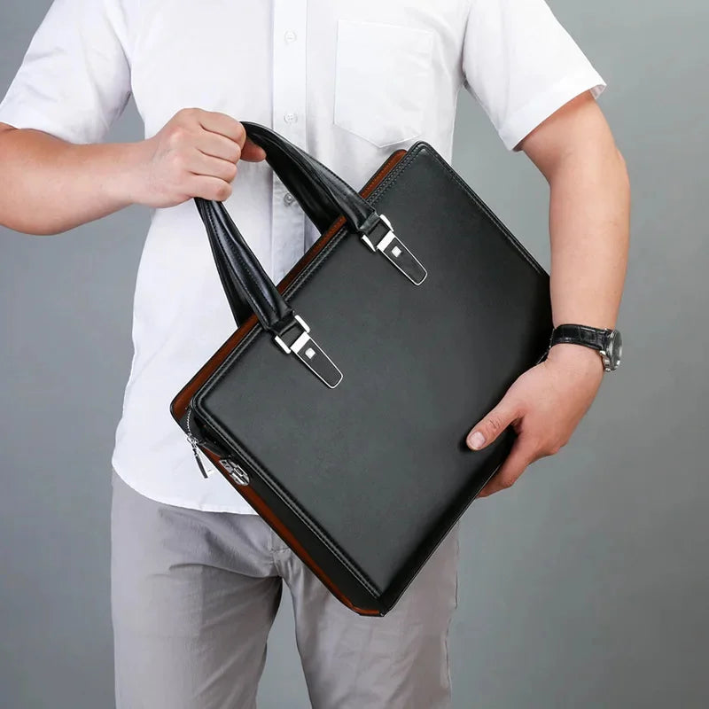 Business Leather Password Lock Men Briefcase Large Capacity Handbag Office Male Shoulder Messenger 14" Laptop Bag