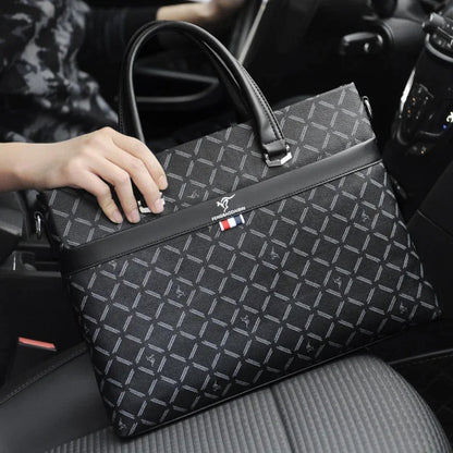 Business Men's Briefcase With Zipper Luxury PU Leather Handbag Large Capacity Shoulder Messenger Fashion Laptop Bag